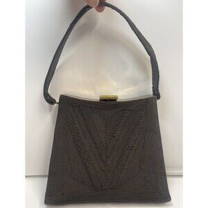 Vintage Genuine Corde Chocolate Brown Metal Hindged Snap Handbag